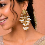 South Indian Krishna Motif Pearl Rice Earrings in 92.5 Silver