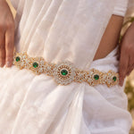 Emerald Diamond Look Bridal Waist Belt | Luxury Vaddanam Jewellery