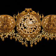 Heavy Bridal Temple Vaddanam with Lakshmi Motifs in Silver