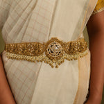 Heavy Bridal Temple Vaddanam with Lakshmi Motifs in Silver