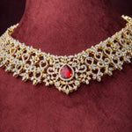South Indian Bridal Detachable Choker with Ruby Emerald Diamond Look