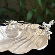 925 Silver Meva Platter with Bird and Leaf Motifs – Small Dry Fruit Tray