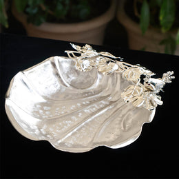 925 Silver Meva Platter with Bird and Leaf Motifs – Small Dry Fruit Tray