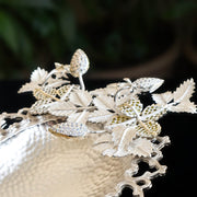 925 Silver Mewa Platter with Leaf and Berry Motif – Handcrafted Elegance