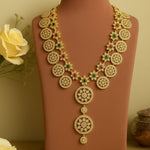 Regal Heritage CZ Diamond Temple Necklace with Ruby & Emerald Accents