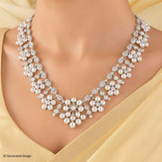 Luxurious Pearl Diamond Look Bridal Necklace for Timeless Elegance