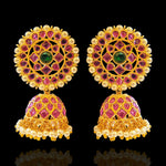 Antique & Kemp Stone Bridal 18k Gold Polish Jhumka Earrings