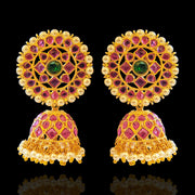 Antique & Kemp Stone Bridal 18k Gold Polish Jhumka Earrings