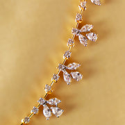 Anvitha – CZ Diamond Floral Choker in Gold-Plated Silver