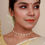 Anvitha – CZ Diamond Floral Choker in Gold-Plated Silver