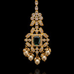Beautiful 925 Silver Bridal Maang Tikka Design with Diamond & Emerald Look