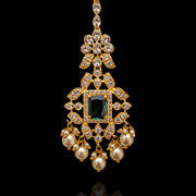 Beautiful 925 Silver Bridal Maang Tikka Design with Diamond & Emerald Look