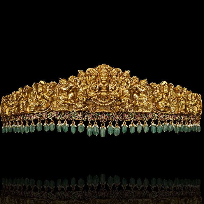 Beautiful 18K Gold Plated Temple Design Bridal Vaddanam Hip Belt For Saree