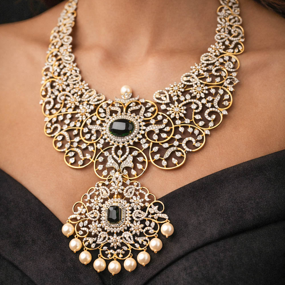 South Indian CZ Necklace for Wedding