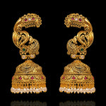 Bridal Peacock Ear Cuffs Nakshi Jhumkas with Temple Look