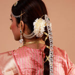 Bridal Diamond Look Hair Jada Design in Pure Silver with Gold Polish