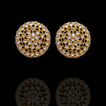 Gold Plated Polki Studded Polki Kundan Choker Necklace + Earrings + Bangle Set