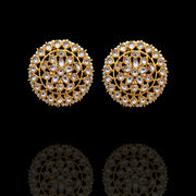 Gold Plated Polki Studded Polki Kundan Choker Necklace + Earrings + Bangle Set