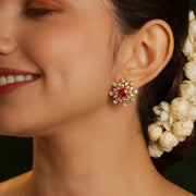 CZ diamond Earrings with Rubies