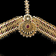 Celebrity Bridal Matha Patti Headpiece Design with Polki Look