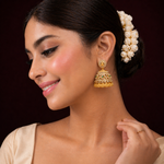 CZ Diamond Kasu Jhumka Earrings with Emerald Stones in Gold Polish