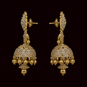 Grand Diamond Look Jhumka Earrings in Pure 925 Silver