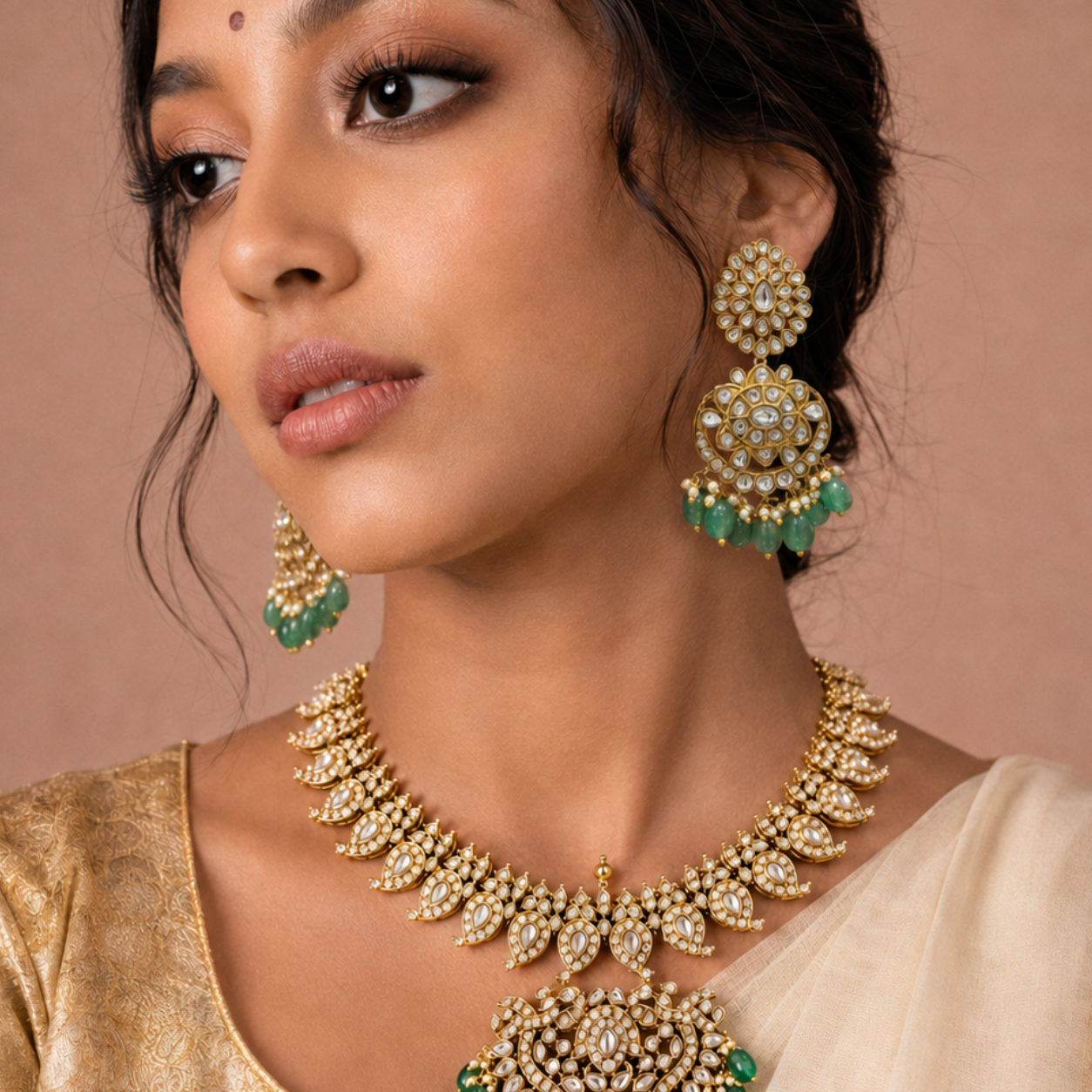 Polki Kundan Statement Earrings