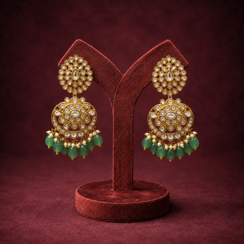 Polki Kundan Statement Earrings