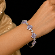 Ready to Ship - Lavender Floral Diamond Bracelet in 925 Silver