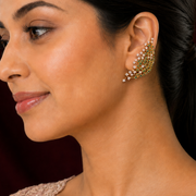 Emerald Green Stone Ear Cuff Earrings | Sneha Rateria