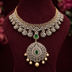 Emerald Peacock Choker Necklace with Statement Pendant