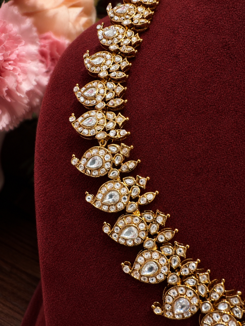 Polki Mango Necklace with Green Drops | Sneha Rateria