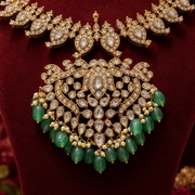 Polki Mango Necklace with Green Drops | Sneha Rateria