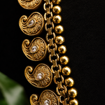 Two in 1 Mango Necklace Cum Vadanam with Antique Gold Polish