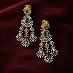 Ready to Ship Emerald and Diamond Chandelier Earrings in 18K Gold Polish