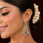 Ready to Ship Emerald and Diamond Chandelier Earrings in 18K Gold Polish