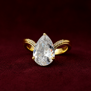 Ready to Ship Pear-Cut Diamond-Look Solitaire Statement Ring