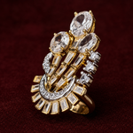 Ready to Ship Art Deco Diamond-Look Statement Ring with Oval and Baguette Stones