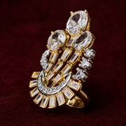 Ready to Ship Art Deco Diamond-Look Statement Ring with Oval and Baguette Stones