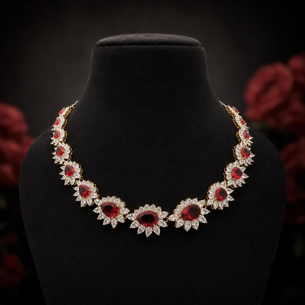 Floral Necklace in 18K Gold Polish
