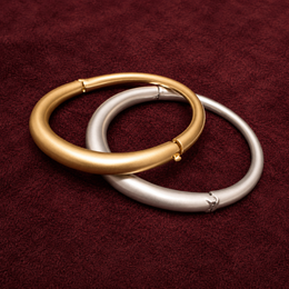 Ready to Ship - Dual-Tone Broad Polished Bangles in Gold and White Finish