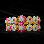 Traditional Ruby Diamond Look Floral Kada Bangle in 92.5 Silver