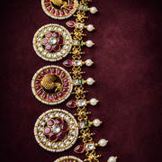 South Indian Necklace Doubles as Vaddanam Ruby Pearl Design