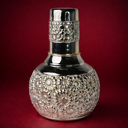 925 Silver Floral Engraved Water Pitcher and Glass Set