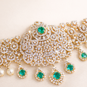 Diamond Look Hip Belt Emerald Pearl South Indian Bridal Vaddanam