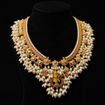 Traditional Krishna Idol Guttapusalu Necklace with Pearls