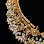 Traditional Krishna Idol Guttapusalu Necklace with Pearls