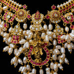 Traditional Krishna Idol Guttapusalu Necklace with Pearls