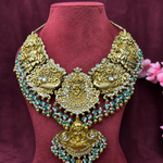 South Indian Temple Lakshmi Peacock Bridal Necklace in Pure Silver
