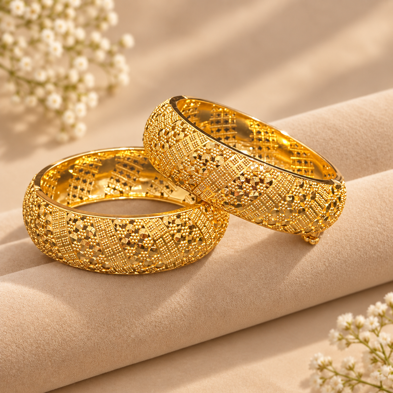 Bengali Karigari Gold Finish Kada Bangle with Intricate Detailing